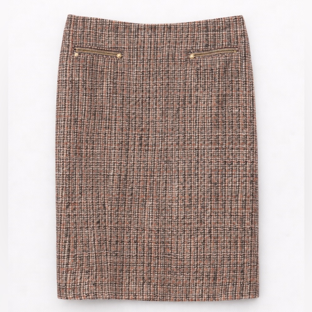 Etcetera Tweed Pencil Skirt with Gold Hardware Size 8